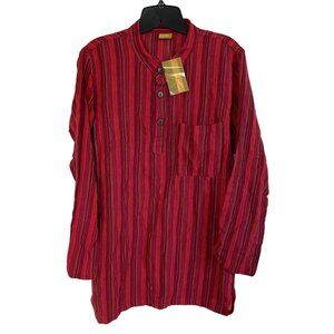 Creative Touch Womens Light Weight Tunic Made in Nepal Large NWT Orange & Red